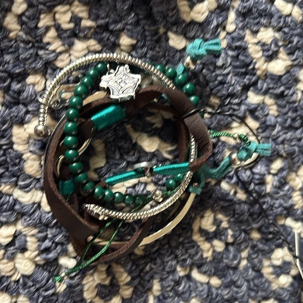 Harry Potter Slytherin House beaded stacked bracelet set